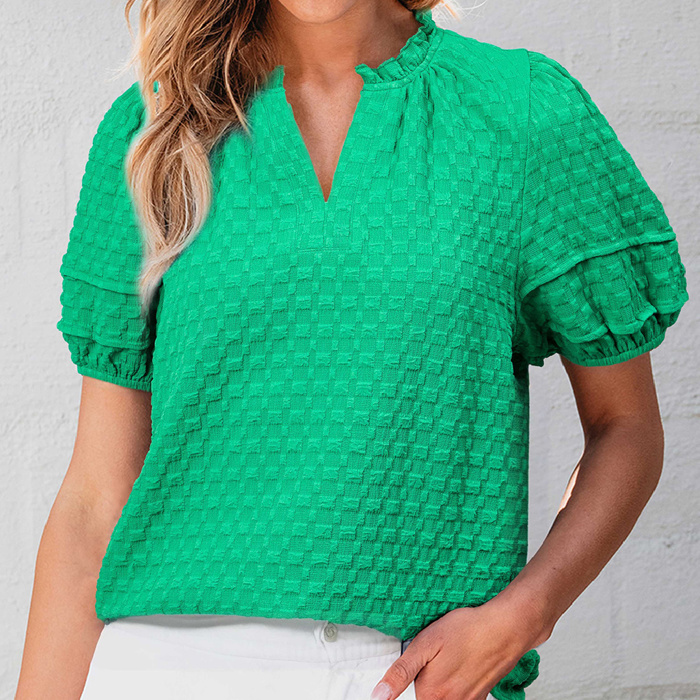 HIDDEN GEMS Checker Textured Blouse