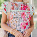  HIDDEN GEMS Vintage Floral Ruffle Top