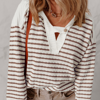 HIDDEN GEMS | Stripe Hooded Long Sleeve Top