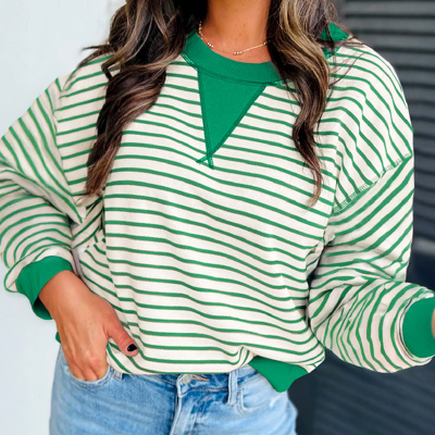 HIDDEN GEMS | Stripe Patchwork Long Sleeve Top