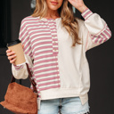 HIDDEN GEMS | Stripe Patchwork Henley Top