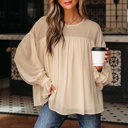  HIDDEN GEMS | Chiffon Pleated Ruffle Long Sleeve Blouse
