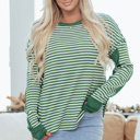  HIDDEN GEMS | Stripe Patchwork Long Sleeve Top