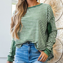 HIDDEN GEMS | Stripe Patchwork Long Sleeve Top