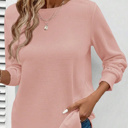  HIDDEN GEMS | Solid Waffle Knit Long Sleeve Top