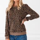  HIDDEN GEMS | Leopard Textured Long Sleeve Top