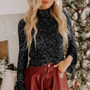  HIDDEN GEMS | Solid Sequin Backless Bell Sleeve Top