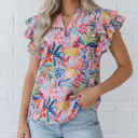  Tropical Days Floral Ruffle Blouse