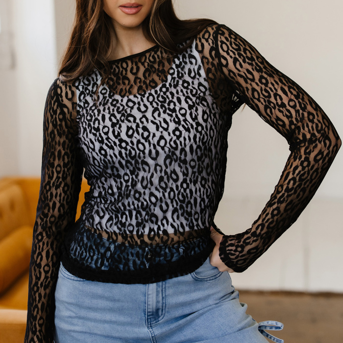 Wildly Cute Leopard Lace Top