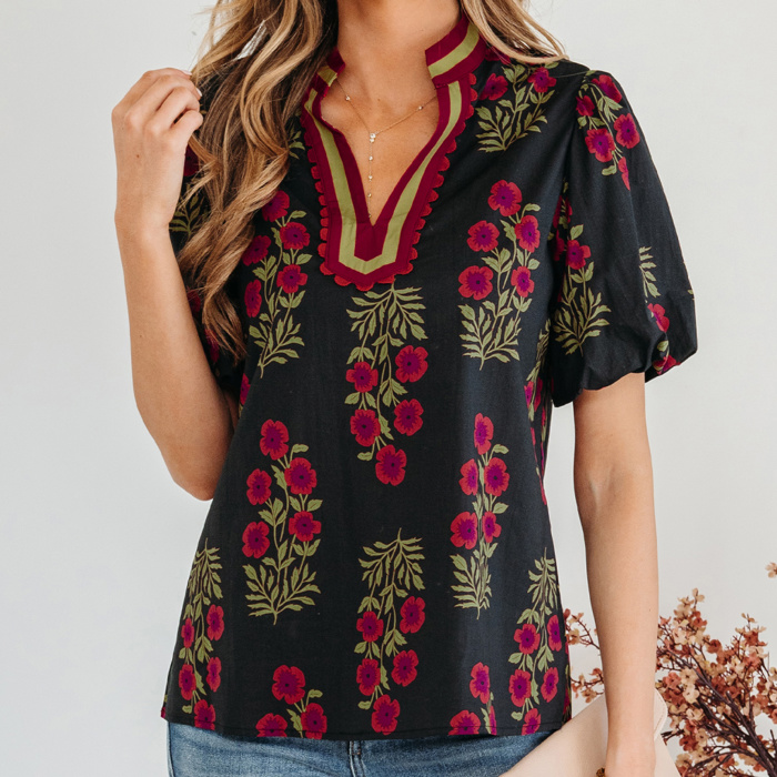 Serendipity Floral Stripe Blouse