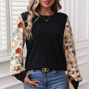  Social Contrast Printed Sleeve Top