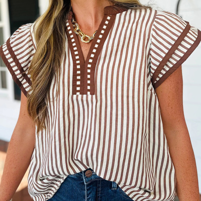 Day Date Stripe Ruffle Top