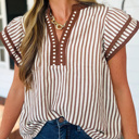  Day Date Stripe Ruffle Top