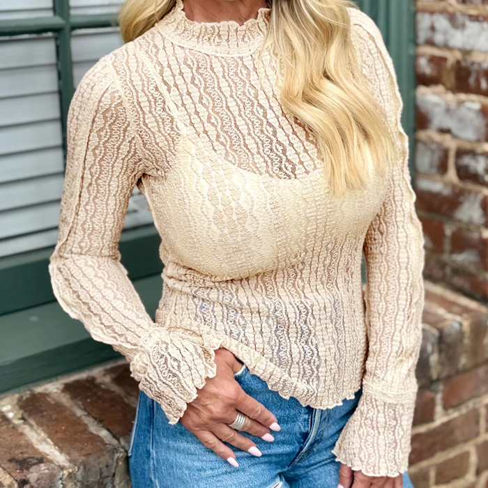 Dreamy Lace Mock Neck Top