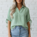  Sweet Escape Stripe Collared Blouse