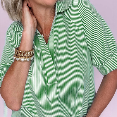 Sweet Escape Stripe Collared Blouse