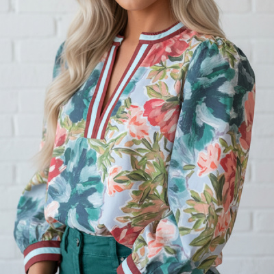 Sweet Carolina Floral Art Blouse
