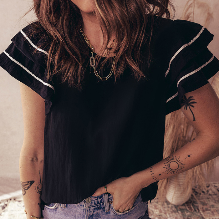 Midnight Chic Ruffle Top