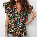  Vibrant Floral Ruffled Top