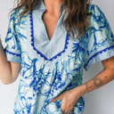  Charisse Floral Scalloped Trim Top