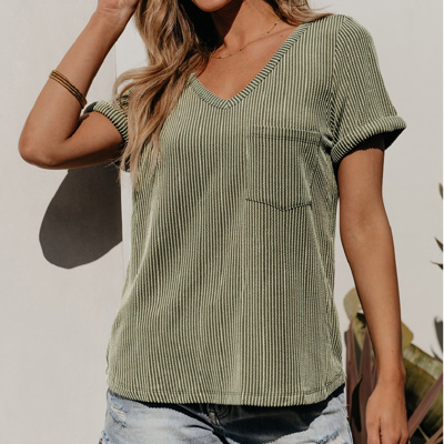 HIDDEN GEMS | Corded Short Sleeve V-Neck Top