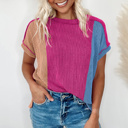  HIDDEN GEMS | Colorblock Corded Knit Crewneck T-Shirt