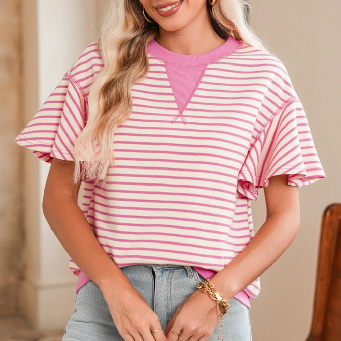HIDDEN GEMS | Sweet Summer Stripe Ruffle Sleeve Top