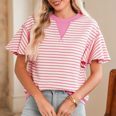 HIDDEN GEMS | Sweet Summer Stripe Ruffle Sleeve Top
