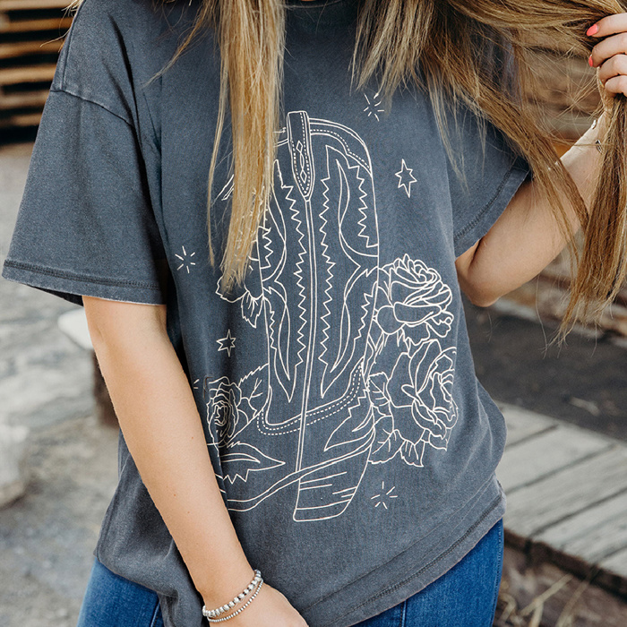 HIDDEN GEMS | Western Cowgirl Boot Tee