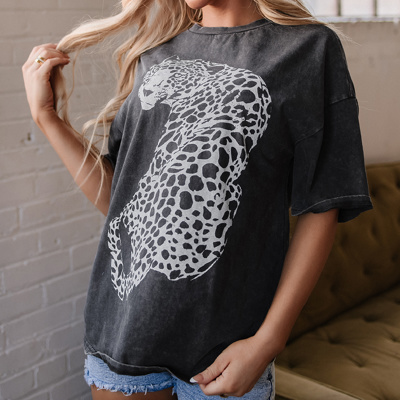 HIDDEN GEMS Washed Leopard Tee