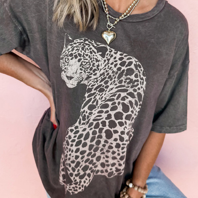 HIDDEN GEMS Washed Leopard Tee