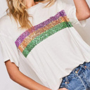  HIDDEN GEMS Mardi Gras Sequined Top