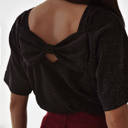  HIDDEN GEMS Bow Tie Back Lurex Top