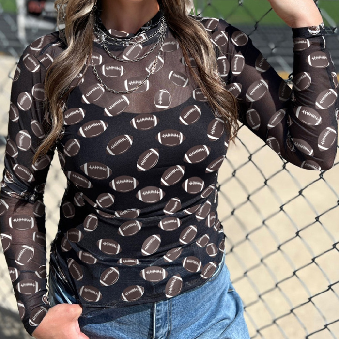 HIDDEN GEMS | Game Day Sheer Mesh Long Sleeve Top