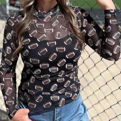 HIDDEN GEMS | Game Day Sheer Mesh Long Sleeve Top
