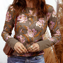  HIDDEN GEMS |  Floral Waffle Knit Long Sleeve Top