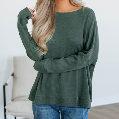 HIDDEN GEMS | Waffle Knit Patchwork Long Sleeve Top