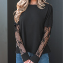Black Small Celestial Bow Mesh Contrast Top