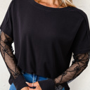  Celestial Bow Mesh Contrast Top