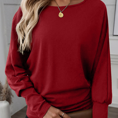 HIDDEN GEMS | Essential Solid Dolman Long Sleeve Top