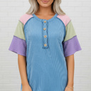  Weekend Wanderer Colorblock Corded Henley T-Shirt