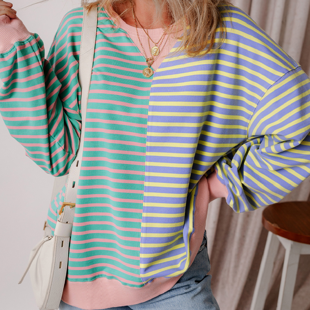 HIDDEN GEMS Ryley Stripe Oversize Sweatshirt