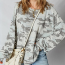  HIDDEN GEMS | Camo Reverse Seam Drop Shoulder Sweatshirt