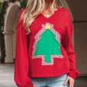  HIDDEN GEMS | Christmas Tree Plaid Patchwork Sweatshirt