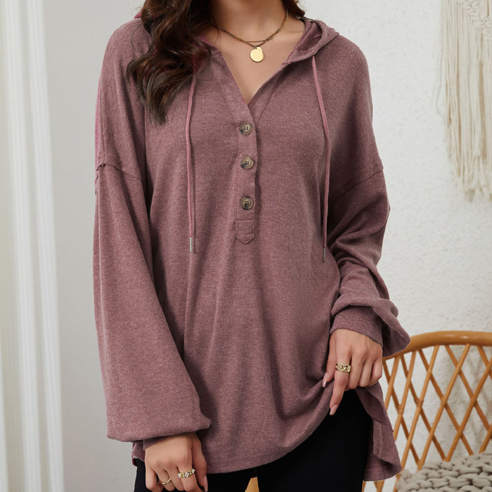 SALE! Everyday Soft Buttoned Top w/Hoodie