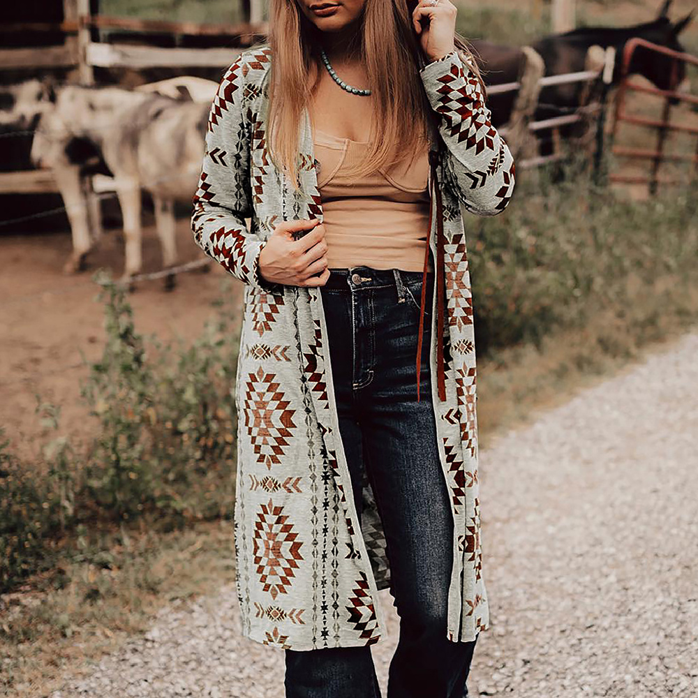 HIDDEN GEMS Western Print Cardigan