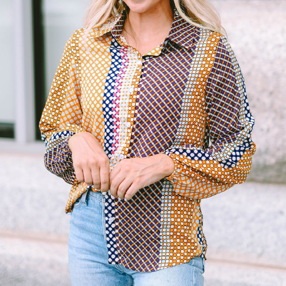 The Darlene Abstract Button-Down Blouse