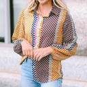  The Darlene Abstract Button-Down Blouse