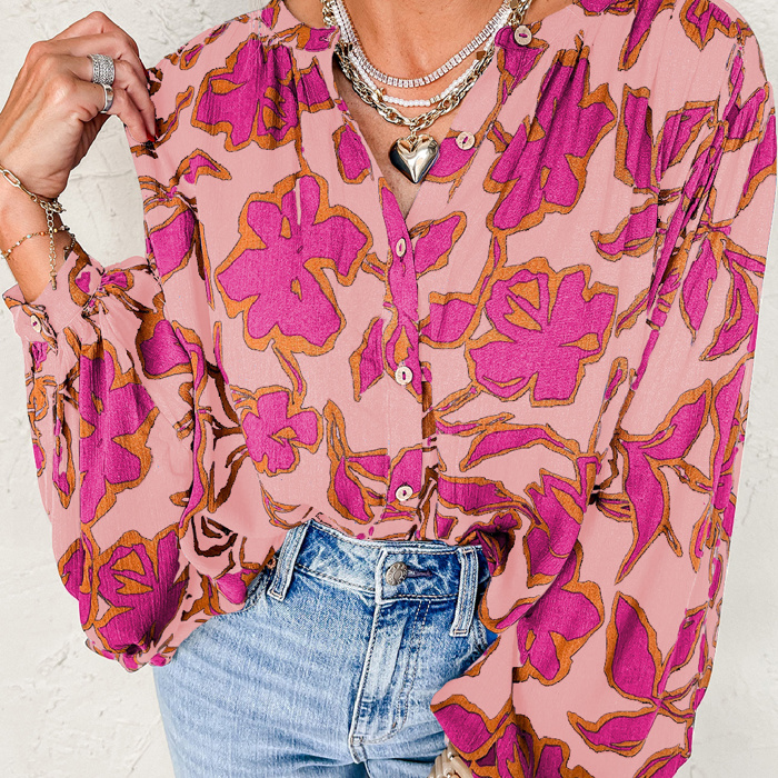 The Carly Buttoned Floral Blouse