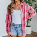  HIDDEN GEMS | Plaid Button-Up Long Sleeve Pocketed Shirt